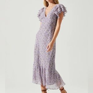 ASTR the Label Celestine Floral Ruffle Midi Dress